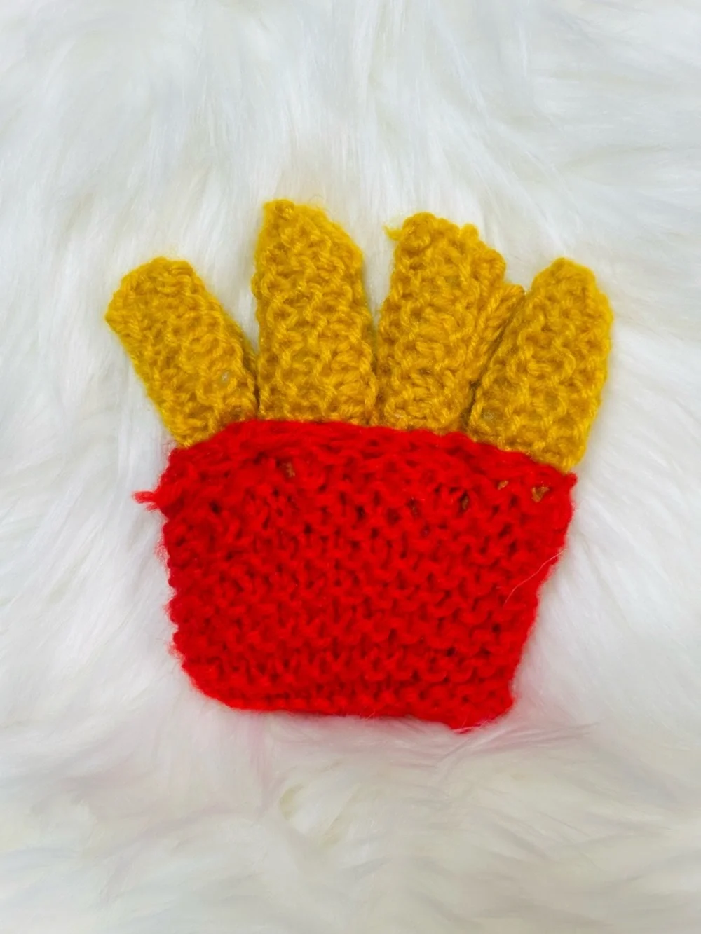 Craft Crochet French Fry Hair Clip in Red and Yellow